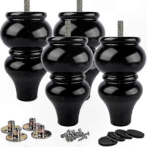 Massivholz-Möbelbeine 15 cm, 4er-Set mit M8-Schraubbefestigungsplatten, inklusive Schutzkappen, ideal für Sofas, Tische und Schränke. (1/5)