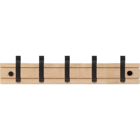 Kleiderbügel, Kleiderständer, 5 aktive Haken, robuste Kleidung, Hutablage, Bambus (50 cm)