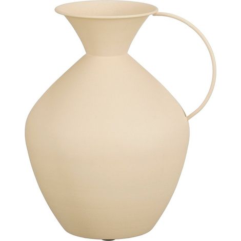 Vase Décoratif en Fer avec Poignée pour Fleurs et Décoration Blanc Cassé 26 x 22 x 30,5 cm - PANGIVO (1/5)