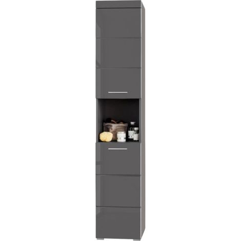Colonne de salle de bain AMANDA - 2 portes - L37 x P31 x H190 cm - Gris - TRENDTEAM (1/5)