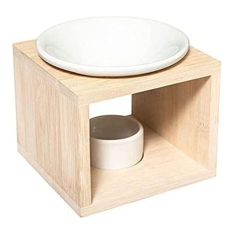 Bruciatore cera 5five quadrato bambù dolomite 11 5 cm