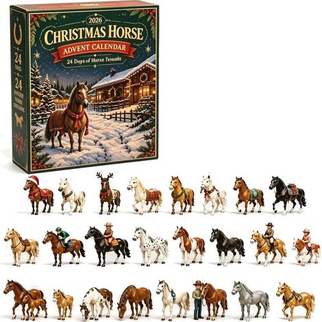 Irovami Calendrier de l'Avent de Noël sur le thème des chevaux, en couleur