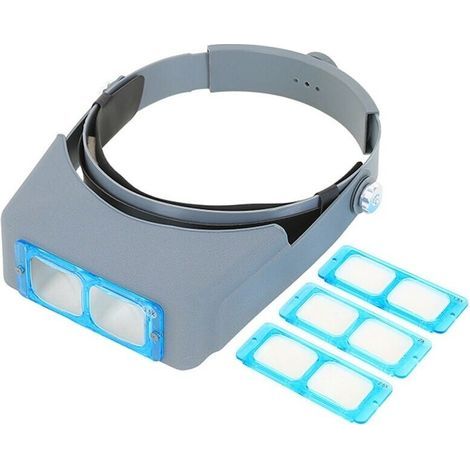 1.5X/2X/2.5X/3.5X Lunettes Loupe Grossissante avec Éclairage avec 4 Lentilles Amovibles - Casque Loupe Frontale Serre Tête avec Lumière pour Lecture,Bijoutier,Couture-LIAIKI (1/5)