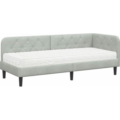 Maison Exclusive - Cornice del letto ad angolo Grigio chiaro 80 x 200 cm Velluto