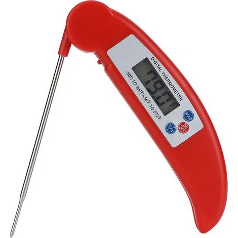 Portable, Highly Accurate, Foldable Red Food Thermometer with Digital LCD Cooking Temperature Meter (1/5)