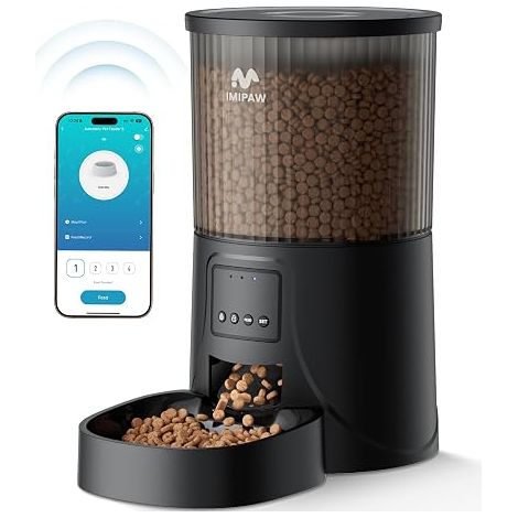 IMIPAW Automatic Cat Food Dispenser, Compatible with WiFi 5G and 2.4G App Control, Up to 10 Meals a Day, 4L Feeder for Dry Food, Ideal for Pet Owners (1/5)