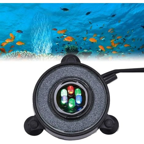 Lampe à bulles pour aquarium, éclairage à bulles LED subaquatiques, 6 LED, pierre à bulles d'air, décoration pour aquarium (prise UE) (1/3)