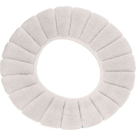 1 housse de siège de toilette, épaisse et lavable, en polyester et élasthanne, douce et chaleureuse, beige, pour salle de bain (1/5)
