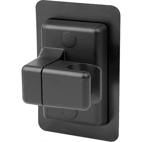 Support mural pour douchette, support de pommeau de douche orientable à 360° (12 x 8 cm), plastique ABS, installation sans perçage, noir (1/5)