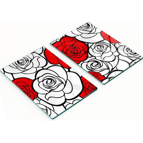 Set Küchenbretter aus gehärtetem Glas mit Rosenmuster, 2 x 40 x 52 cm (1/5)