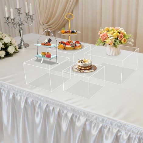 8PCS Acrylic Clear Display Stands & Buffet Risers Set Dessert Table Display Stand for Cakes, Food, Jewellery, Figures, Collectibles Wedding, Party, Craft Fair Riser Shelf (1/5)