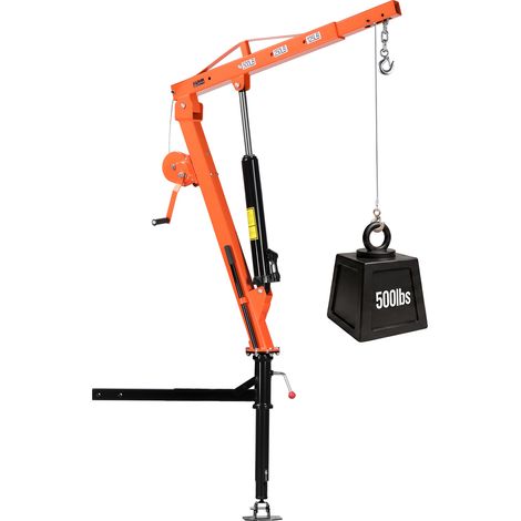 VEVOR Grúa para Camioneta Capacidad de Carga 227 kg, con Gato Hidráulico 8T, Cabrestante Manual, Base de Acero, Pluma Telescópica Rotación 360°, Grúa Pickup para Elevación de Equipos, Fardos de Pienso (1/5)