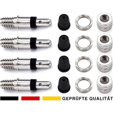 Ensemble Complet de Valve de vélo de 16 pièces, 4 valves de vélo, Valve de vélo de Remplacement, Valve Dunlop, Capuchons, écrou de Jante, écrou Union pour Valve Standard NV DV Puky (1/2)