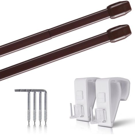 2 - Tringle à rideau - Support de serrage - Extensible et fixation sans perçage pour fenêtre ou porte - Marron - 60x90 cm (1/5)