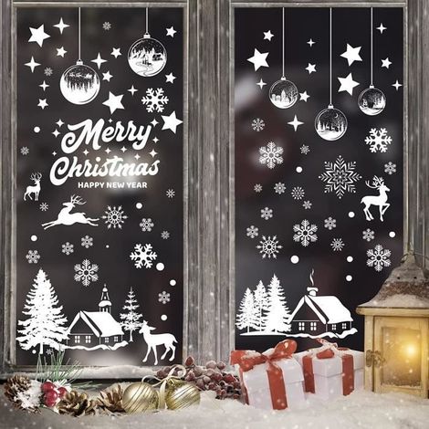 Autocollants Noël Fenêtre - PVC Statique - 196Pcs - Flocons de Neige - Réutilisables - Décoration de Fête (1/4)