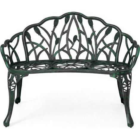 Panca da giardino in alluminio pressofuso verde anticato 99 x 57 x 78 cm 2 posti MODENUIT (1/5)