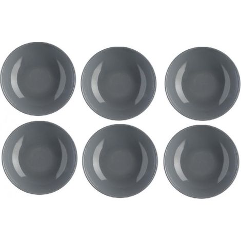 Lot de 6 assiettes creuses - Colorama - D 22 cm - Gris - Livraison gratuite (1/4)