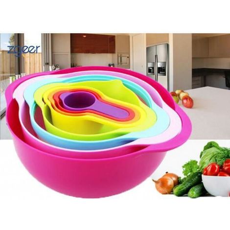 Set de 9 Saladiers Empilables, Passoires, Chinois et Doseurs - Multicolore (1/4)