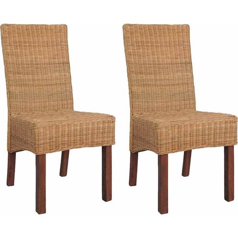 Sillas de comedor 2 unidades ratán natural marrón vidaXL