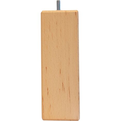 Pied de lit carré en bois naturel – Hauteur 20 cm – Tige filetée 8 mm pour sommiers standards – Fabrication française – Bellecour (1/2)