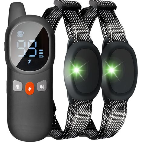 Collier d'éducation anti-aboiement — Télécommandé, étanche, dispositif d'avertissement par stimulation électrique et vibrations pour animaux de compagnie