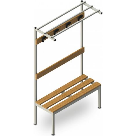 Panca spogliatoio con alzata ganci appendiabiti 100x39x184cm Upper