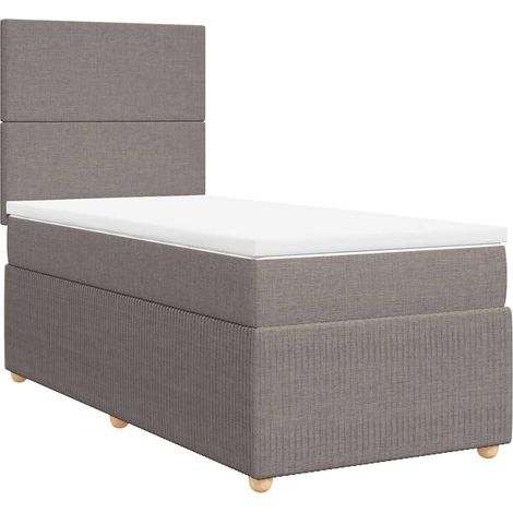 Maison Exclusive - Sommier à lattes de lit avec matelas Taupe 90x190 cm Tissu (1/5)