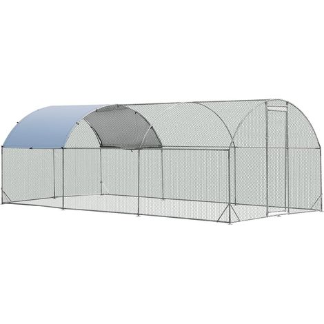 Goplus – Enclos poulailler extérieur 10,64 m² – Parc grillagé en métal galvanisé – Housse imperméable et protection solaire – Pour poules et petits animaux (1/5)