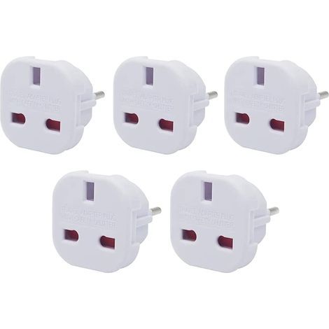 Reiseadapter Großbritannien auf EU, [5 Stück] UK 3-Pin-Stecker auf Europa/Frankreich 2-Pin-Stecker-Adapter (1/5)