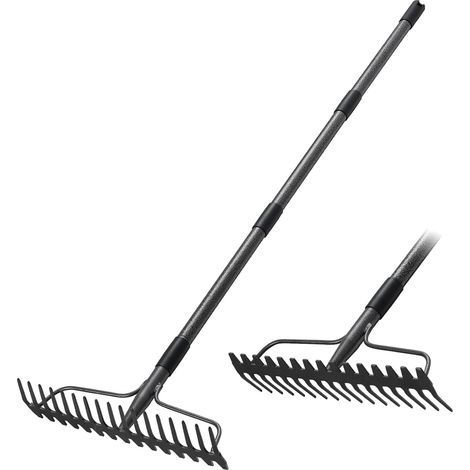 Garden Rake Heavy Duty Rake for Loosening Soil Leveling with 150cm Long Handle and 17 Clips Ideal for Scraping Grass Leaves and Trees (1/5)