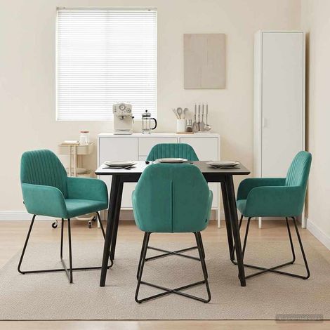 vidaXL Sillas de comedor 4 uds. Terciopelo Tuquesa 55 x 50 x 84 cm (1/5)