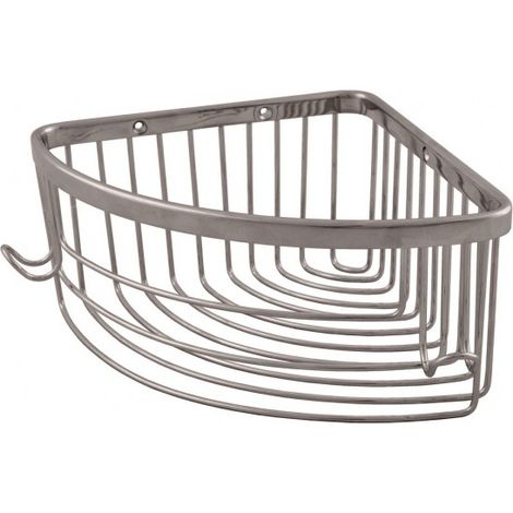 Porte-savon triangle d'angle COLORADO en laiton métal gris poli 20,5x20,5 cm (1/2)