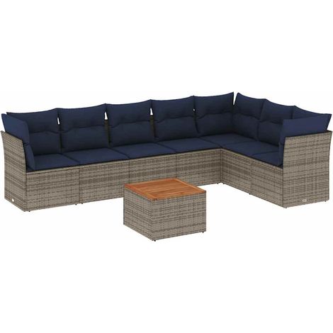Maison Exclusive - 8-tlg. Garten-Sofagarnitur mit Kissen Grau Pol (1/5)