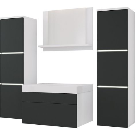Set mobili da bagno, Bianco Opaco, Antracite, 120 x 110 cm (1/5)
