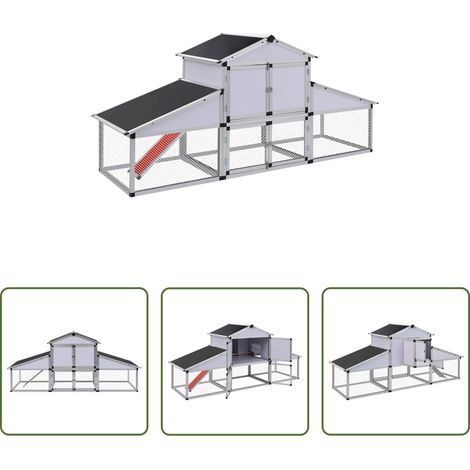 vidaXL Gallinero con corral y nido aluminio (1/5)