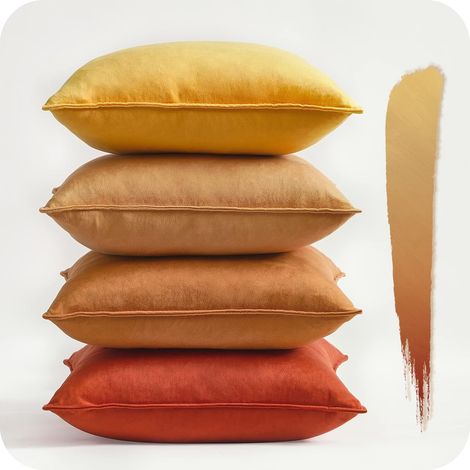 Housse de Coussin 40 x 40 Jaune Lot de 4 Decoratives Colorees Dégradées Boheme Chambre Enfant Salon Maison Housse Coussin Carré Velours Doux pour Canapé Lit Jardin Déco Aesthetic Scandinave (1/5)