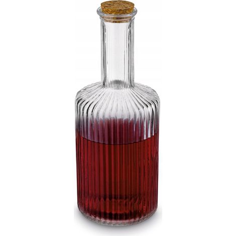 Caraffa in vetro con tappo di sughero da 500 ml con decorazioni in rilievo per liquori, 1 pz.