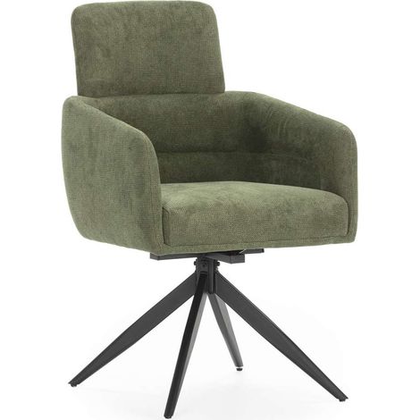 Pack de 2 sillones giratorios modelo Maggie tapizado textil verde, 93cm(alto) 58cm(ancho) 63cm(largo) (1/5)