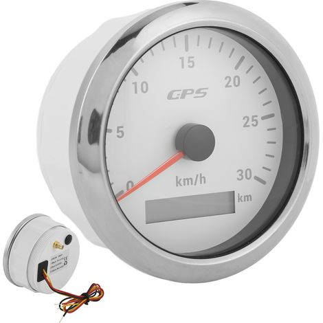 Compteur de vitesse GPS 85 mm pour bateaux, compteur de vitesse universel, 9-32 V avec rétroéclairage 7 couleurs, pour voiture, bateau, camping-car, yacht, blanc (1/5)