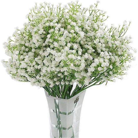 Gypsophile artificielle 12Pc fleurs en soie blanche 53 cm – Décor mariage, fête, bureau – Facile à entretenir, sans arrosage (1/5)