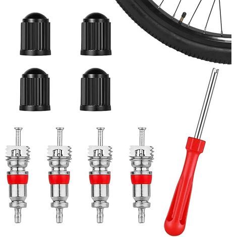 Demonte Valve Extractor Tool Tyre Tool 1 Wrench 4 Bits 4 Caps for Bicycle, Car, Motorcycle, Truck (1/5)