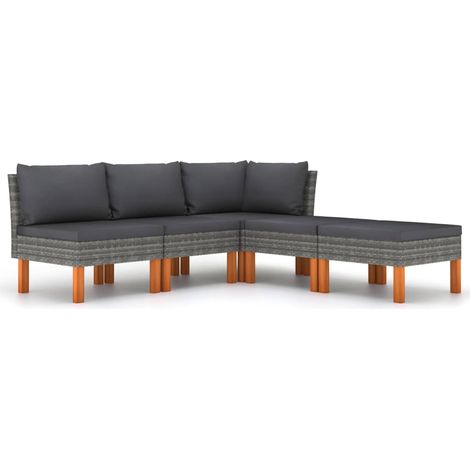 Maison Exclusive - Set Divani da Giardino 5 pz con Cuscini in Polyrattan Grigio