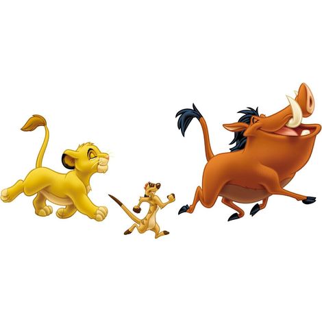 Stickers géants Simba et Timon & Pumba Roi Lion Disney – Autocollants repositionnables pour murs – Dimensions 45,7 x 101,6 cm – Roommates (1/4)