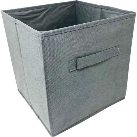 Boîte de rangement pliable en tissu gris, 27 cm de large x 27 cm de long x 28 cm de haut, sans couvercle, type tiroir, 1 pièce (1/5)