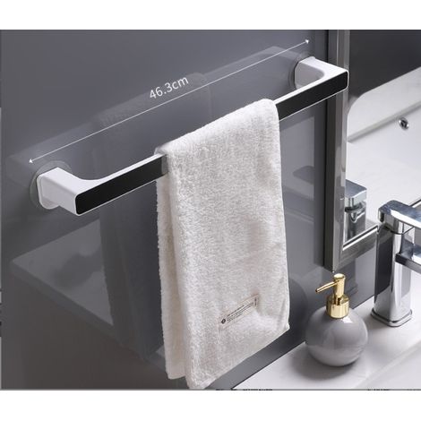 Porte-serviettes simple salle de bain sans poinçonnage support de rangement (long noir),HANBING (1/5)