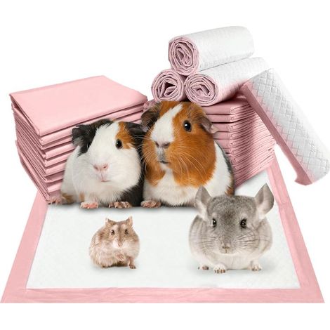 Packung mit 100 super saugfähigen, auslaufsicheren Einweg-Hygienepads für Welpen, Meerschweinchen, Igel, Hamster, Chinchillas, Katzen und Kleintiere (rosa) (1/5)