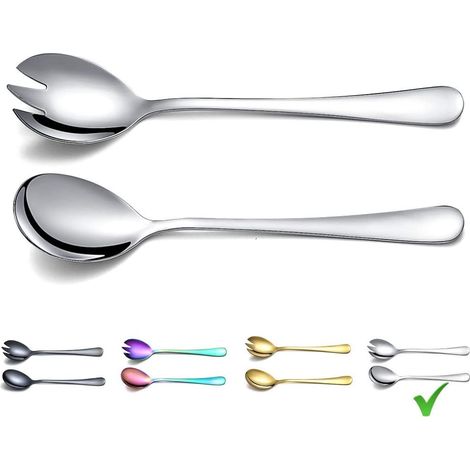 Salad Servers - Stainless Steel - Set of 2 - for Salad Spoon and Fork - Dishwasher Safe - Household and Catering Use (1/5)