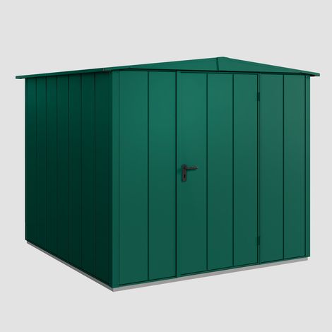 Hörmann Ecostar Metall-Gerätehaus Elegant mit Satteldach Typ 2, 259 x 248 cm, moosgrün, 5,7 m², 1-flüglige Tür