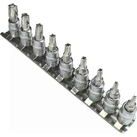 9-teiliges Set 5-Punkt-Torx-Schraubendreherbits 1/4-Zoll-Antrieb TS10-TS50 Handwerkzeugteile Zubehör (1/4)