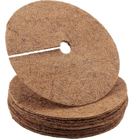 Set of 12 Coconut Plant Mats, Winter Protection, Round for Plants, Cold Protection, 30 cm (1/5)